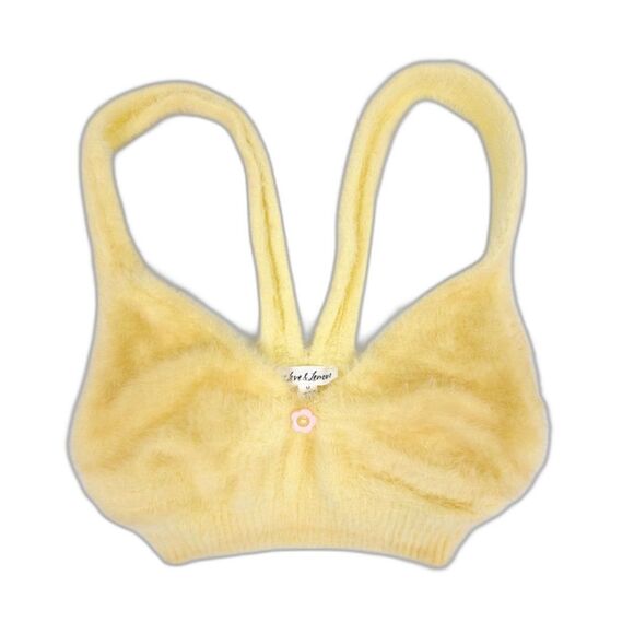 NEW For Love and Lemons Devon Fuzzy Crop Top Bralette Lounge Tank 90s Soft Girl - Picture 1 of 6
